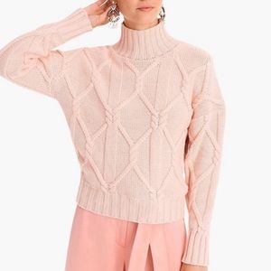 J. Crew Collection Pink Cable Mock Neck Sweater